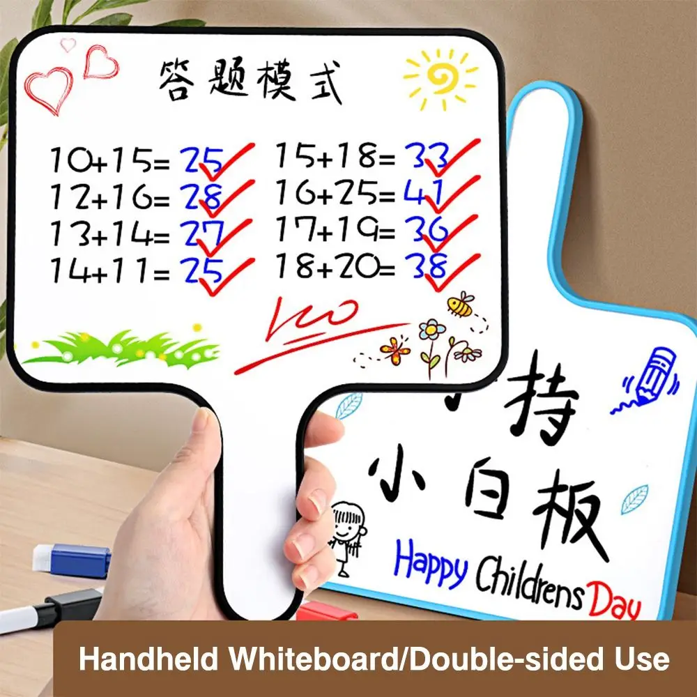 Portable Plastic Whiteboard Handheld Double-sided Writing Board Erasable Prompt Board School Office