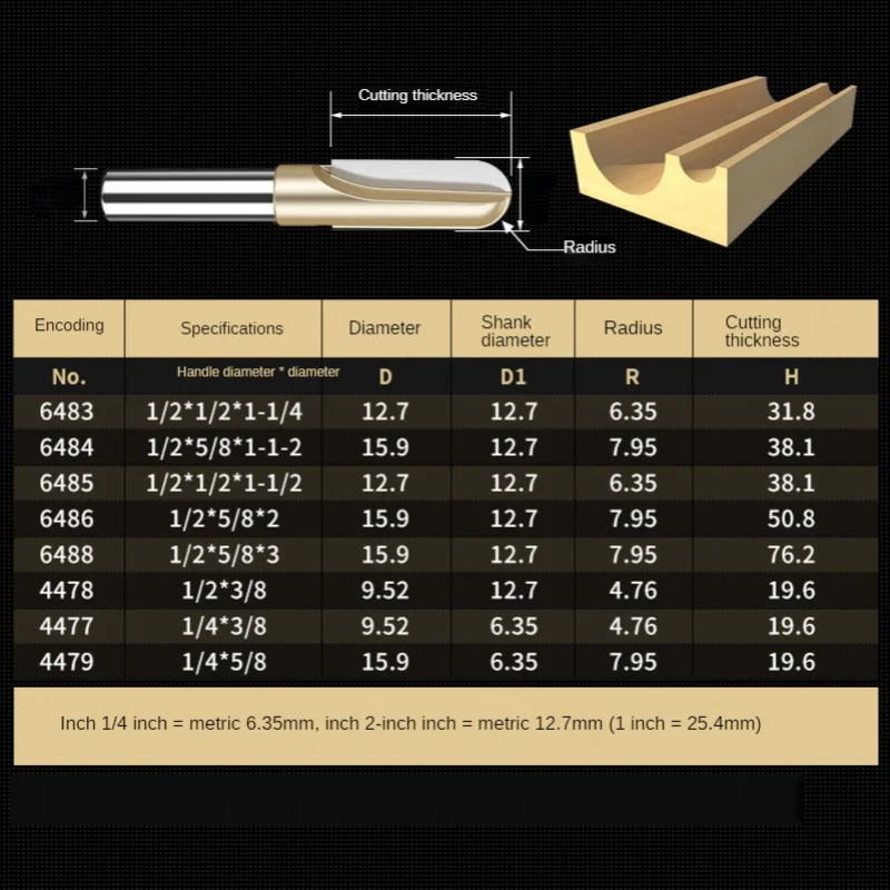 1/2 1/4inch Woodworking Tools Deep Circular Bottom Milling Cutter for Trimming Engraving Machine Lengthening Router Bit