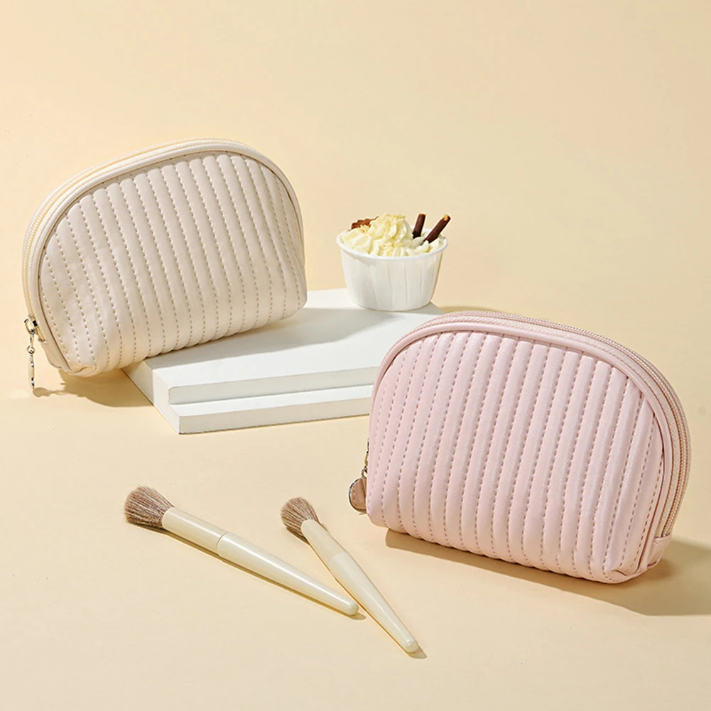 Cosmetiquera Para Maquillaje Fashion Semicircle PU Makeup Cosmetic Storage Bag Waterproof Toiletry Bag For Women Outdoor Travel