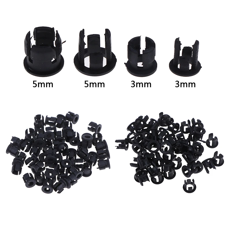 50pcs Black Plastic 3mm 5mm Lamp LED Diode Holder Black Clip Bezel Socket Mount Useful