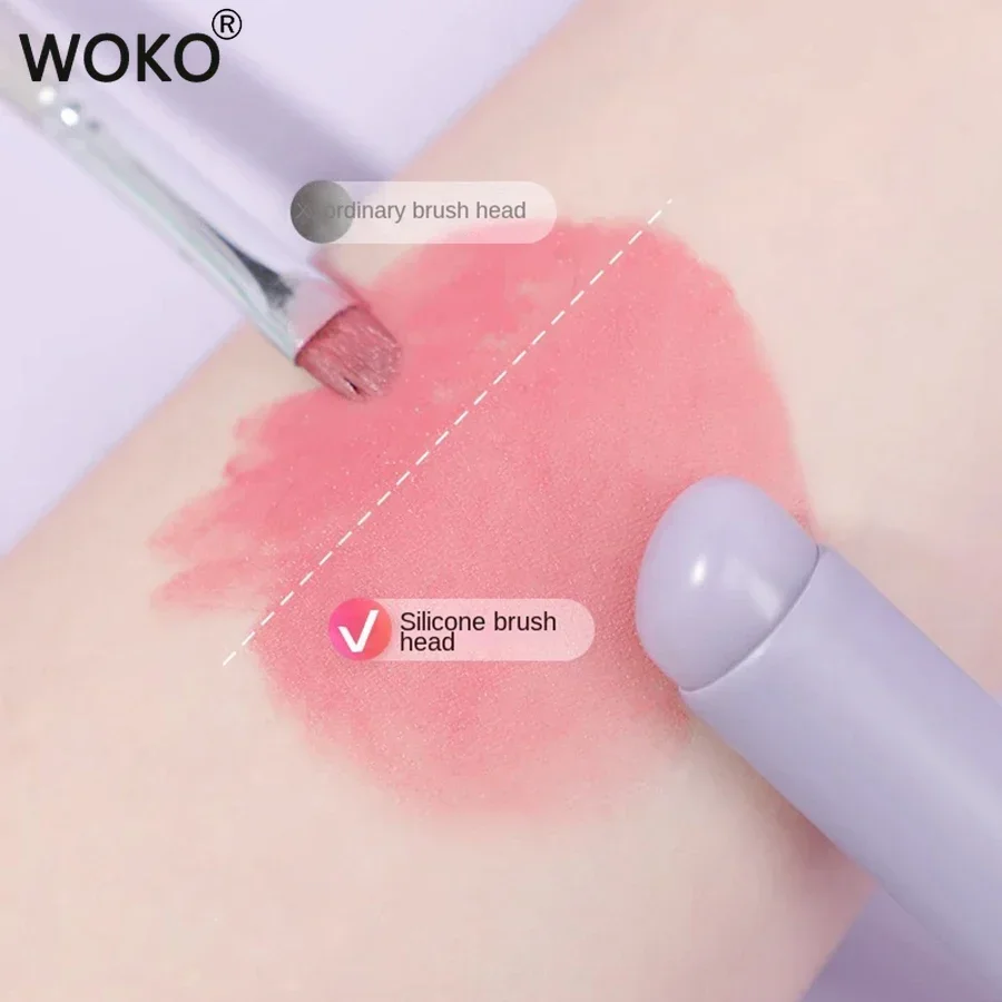 Upgrade Silica Gel Lip Brush with Cover Portable Lipstick Brush Macaron Color Mini Makeup Brush Crease Concealer Makeup Tool