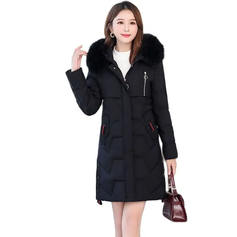 

Fashion Womens Long Down Jacket Young And Middle-aged Winter White Duck Down Big Fur Collar Slim Loose Hooded HighEnd Coat Women