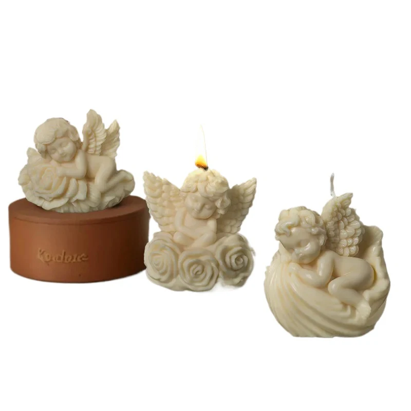Rose Angel Candle Silicone Mold 3D Baby Angel Portrait Craft Sculpture Plaster Cement Clay Resin Mould DIY Handmade Soap Making