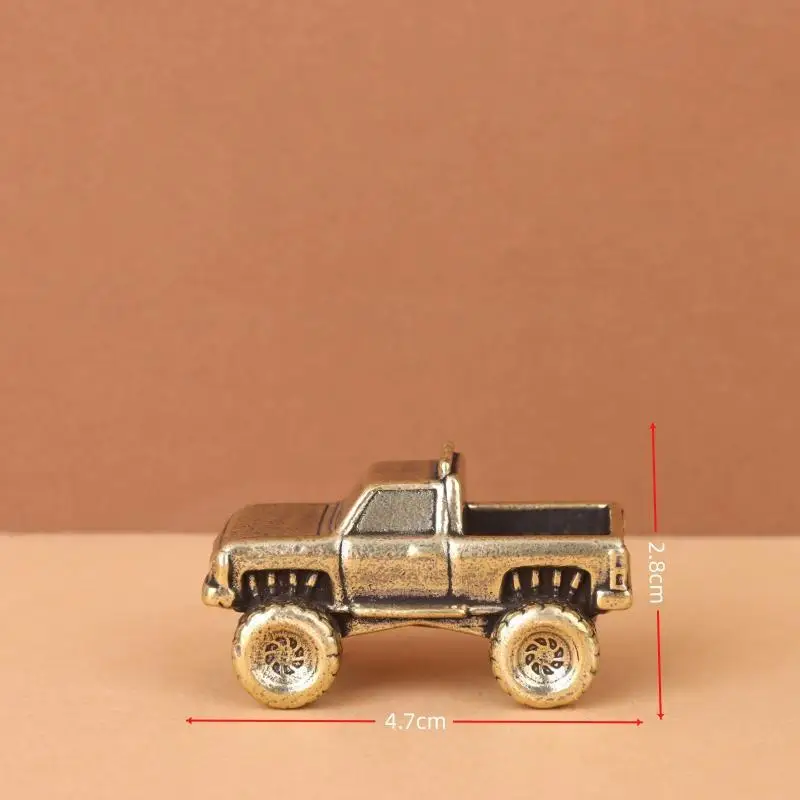 Solid Brass Mini Pickup Truck Ornament Retro Finish Hand Polished For Home Decor Collection Gifts