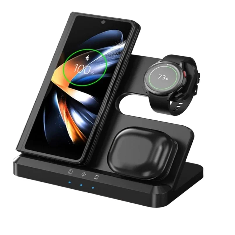 3 in 1 Wireless Charger Station Fast Charging Dock Stand For Samsung S25 Note Galaxy Watch 7 Active 2/1 Buds Earbuds Home Office