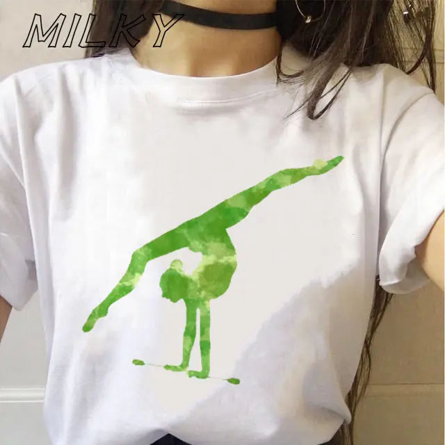 Recién llegado, camiseta con estampado artístico de gimnasia rítmica, camiseta para mujer, ropa Kawaii de Hip Hop para mujer, ropa de calle informal, camisetas