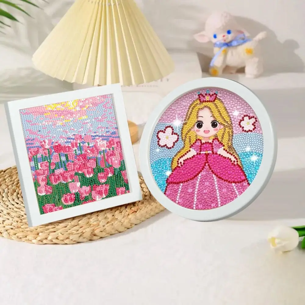 Home Decoration PVC Round Square Picture Photo Frame DIY With Stand Picture Holder Mounting Frame
