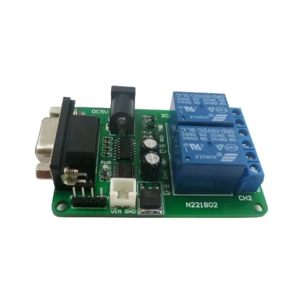 DC 5V 7.5V 9V 2Channel RS232 Relay Board Remote Control USB PC UART COM Serial Ports N221B02