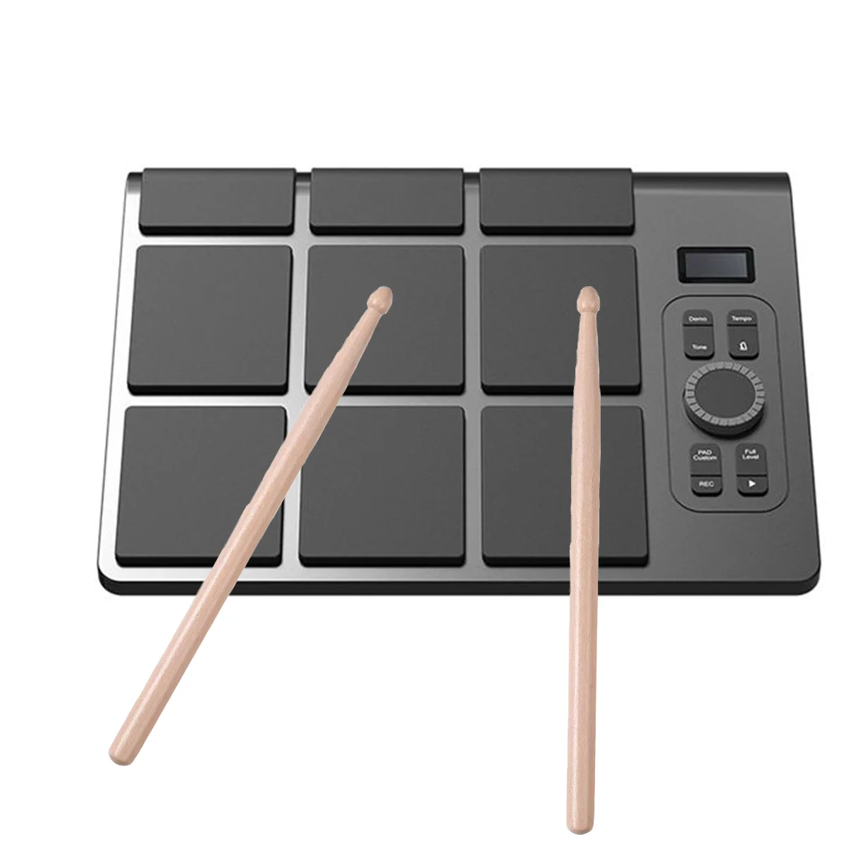 Miwayer - Juego de Batería Electrónica de 9 Piezas, Kit de Práctica de Sobremesa con Pedales, 16 Tonos, Altavoz Integrado, USB MIDI, Batería Digital Portátil