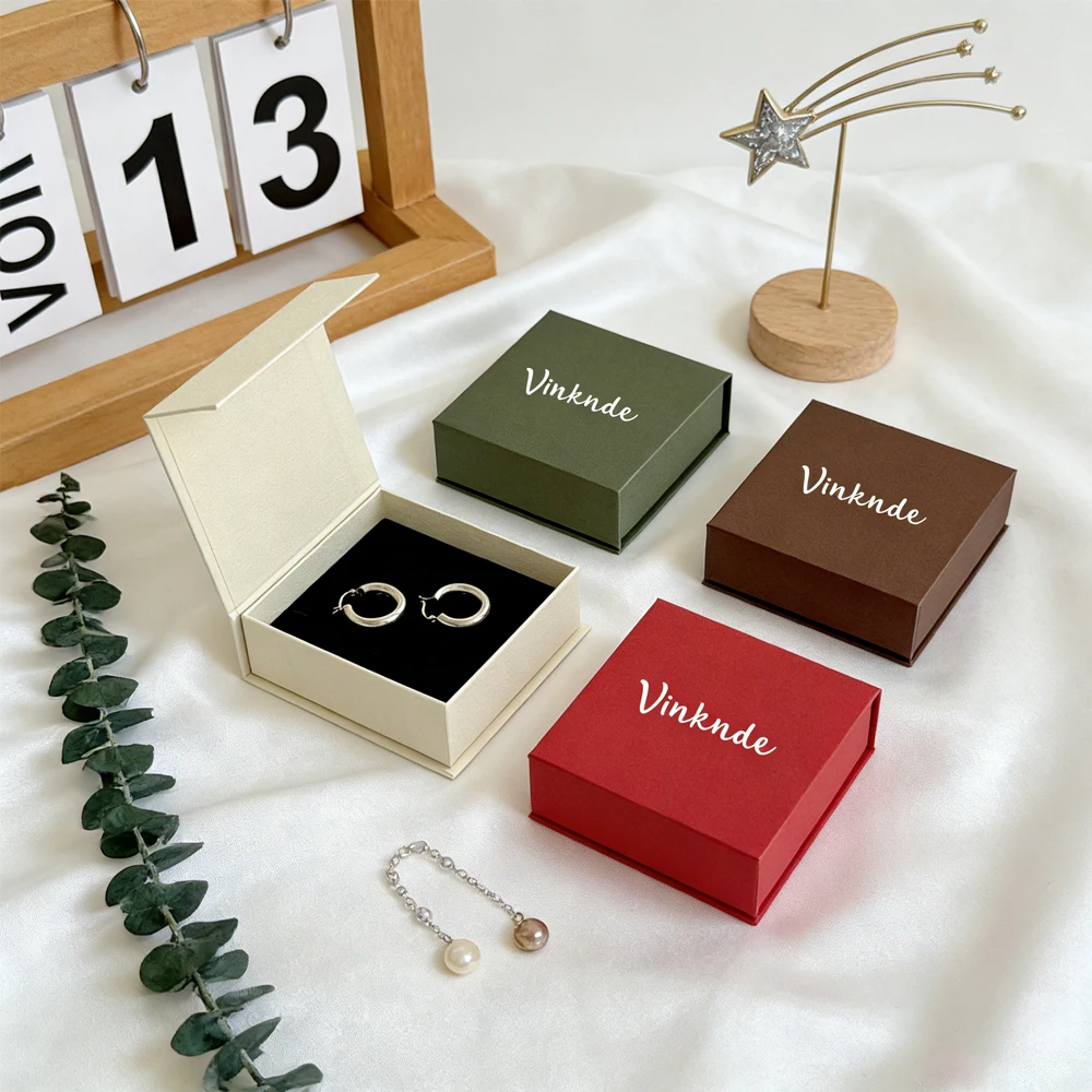 

10Pcs Personalized Logo Magnet Jewelry Paper Gift Box Wedding Favors Ring Earring Necklace Pendant Bracelet Stud Storage Package