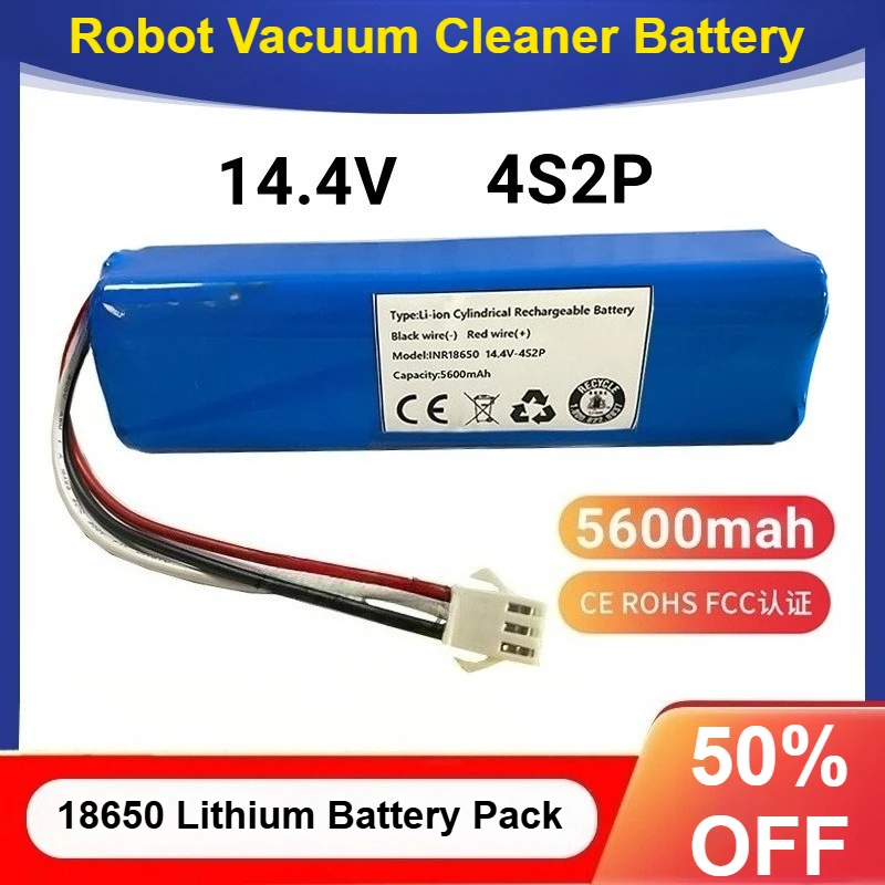 Newly Released 14.4V 4S2P 5600mAh Rechargeable Lithium Battery Pack 18650 for Robot Vacuum Cleaner Batteries【Grade A Cell】