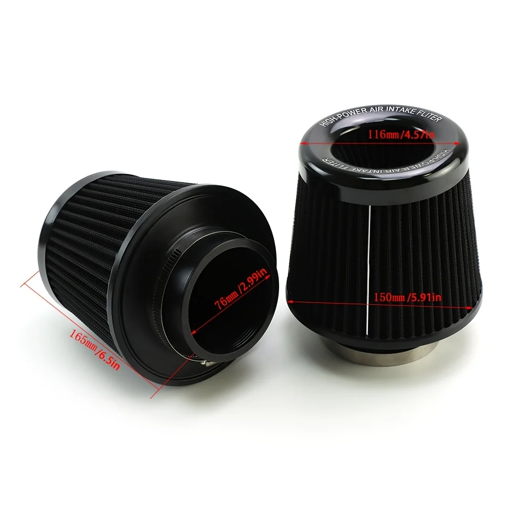Universal automotive modification intake air filter element mushroom head air box high-flow air filter element 76mm