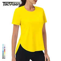 TACVASEN UPF 50+ Camisetas de entrenamiento para mujer, manga corta, protección solar, camiseta absorbente de secado rápido, verano, yoga, atletismo, correr, gimnasio