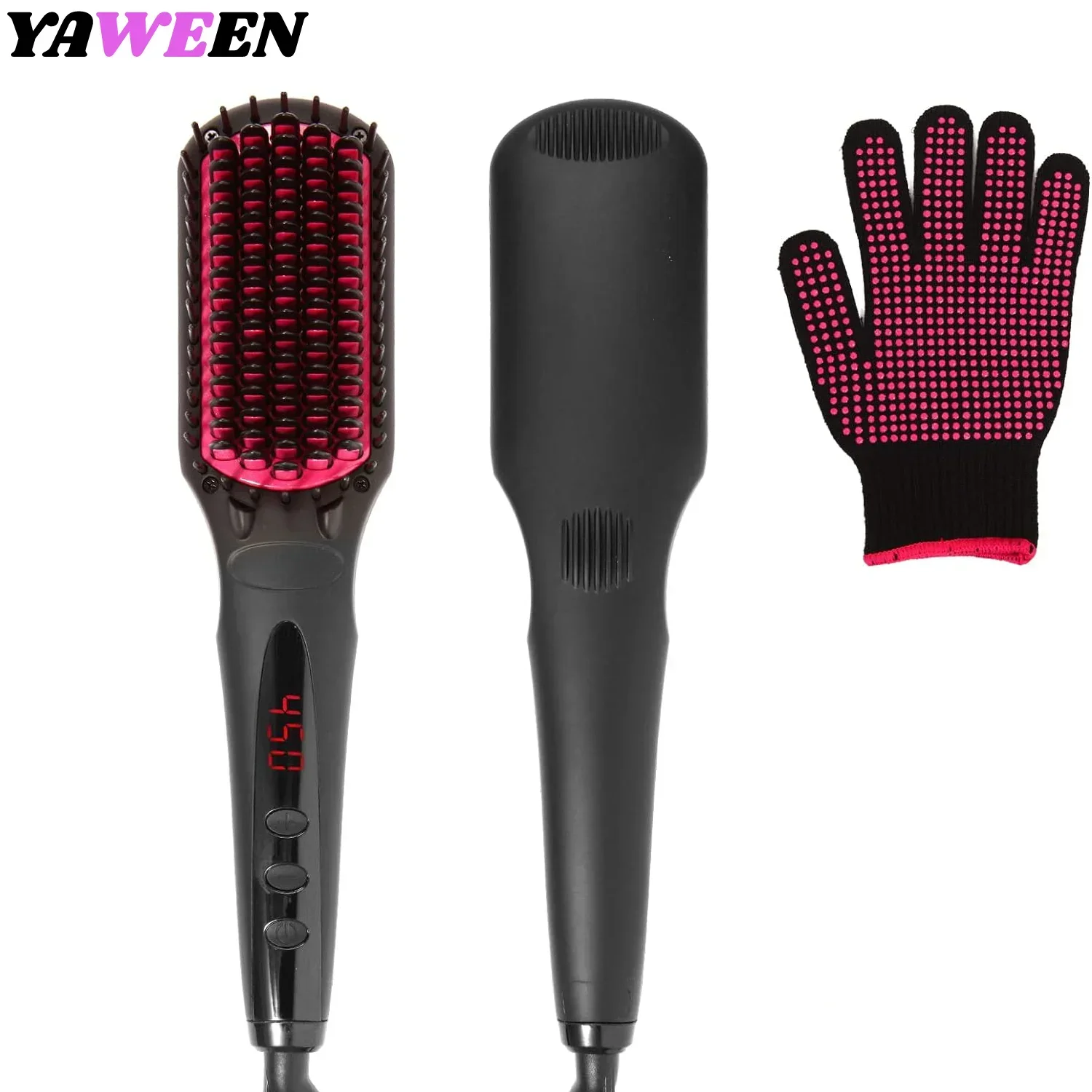 

Negative ion Hair Straightener Brush, Anti-Scald Portable hot Hair Styling Tools appliances Comb for Natural Thick Hair Women