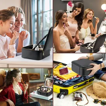 Cestovní taška na make-up s LED osvětleným zrcadlem a nastavitelným jasem, přenosná make-up taška 10 nejlepší prodej LED pouzdro na make-up - №9