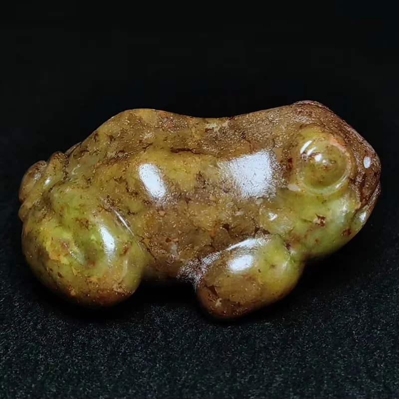 6.8cm Chinese Old Jade Carved Wealth Frog Statue Three-Legged Toad Feng Shui Ornament Home Table Decor Collection
