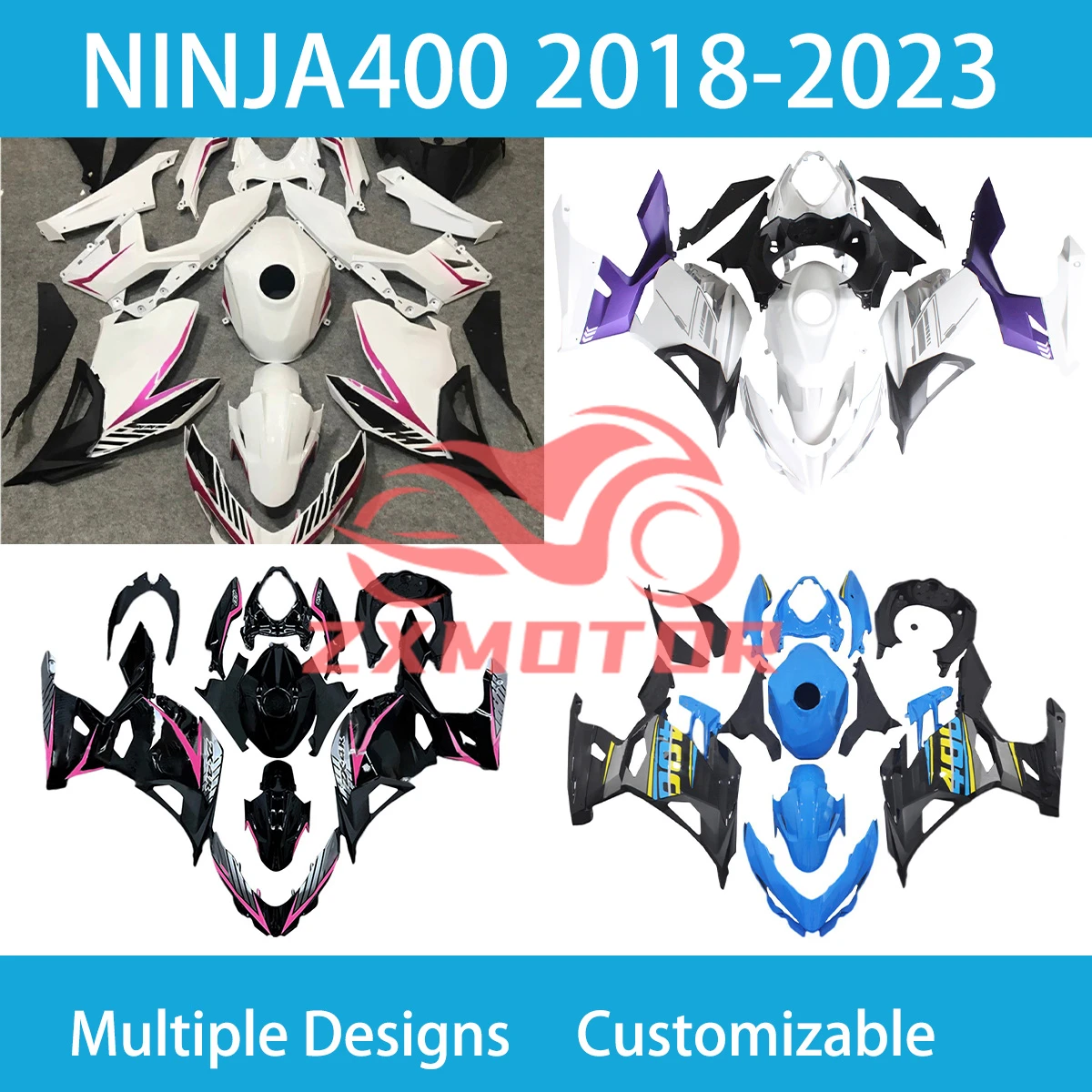

For Kawasaki EX400R 2018 2019 2020 2021 2022 2023 Motorcycle Parts Fairing Kit NINJA 400 18-23 Aftermarket Bodywork Fairings New
