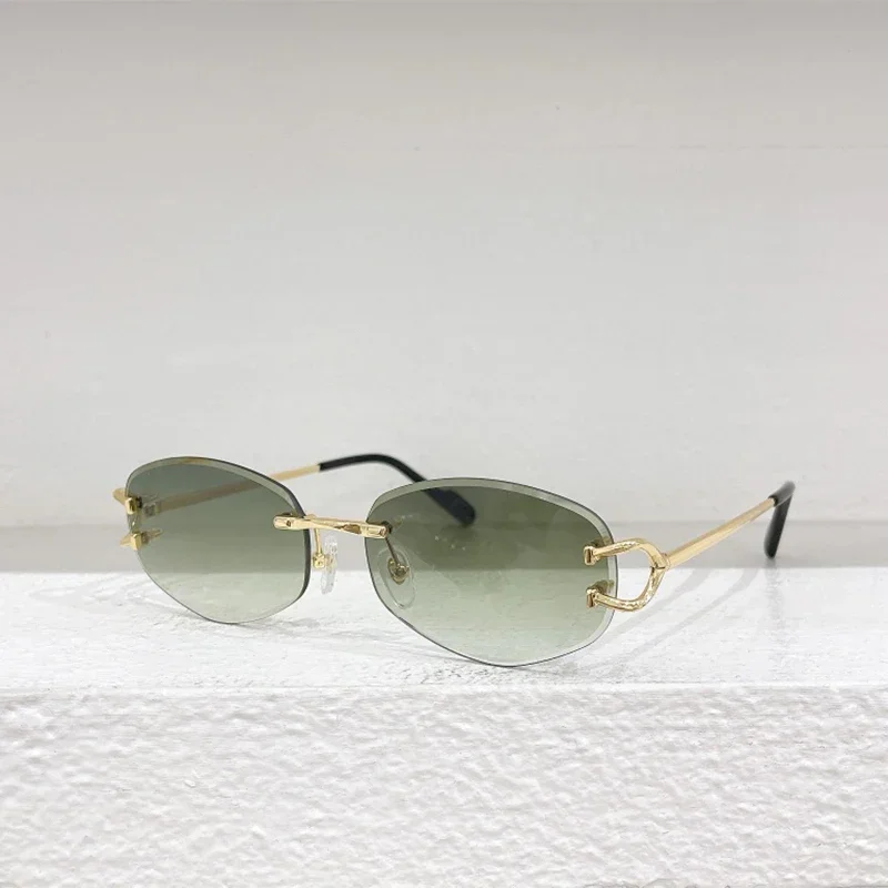 0467 Stylish rimless Oval sunglasses Brand Name luxury eyewear Camping and driving eyewear with a designer's choice