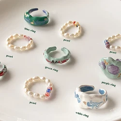 Fashion Dripping Oil Open Ring for Women Personalized Color Matching Inlaid Ring 2023 New High-End Niche Design Jewelry Gift