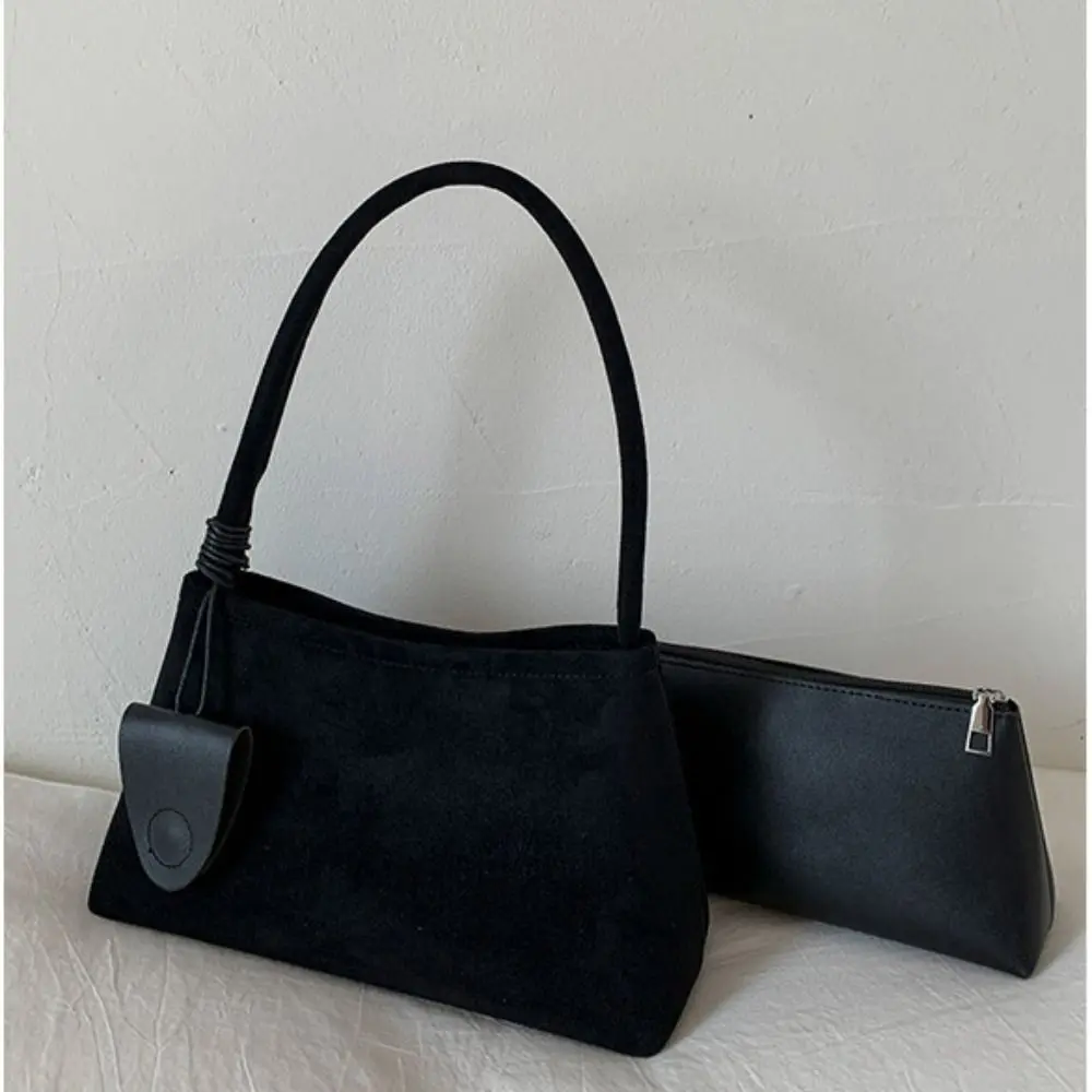 

Korean Style Matte PU Armpit Bag with Eyeglasses Holder Tote Bag Large Capacity Handbag Solid Color PU Leather Underarm Packs