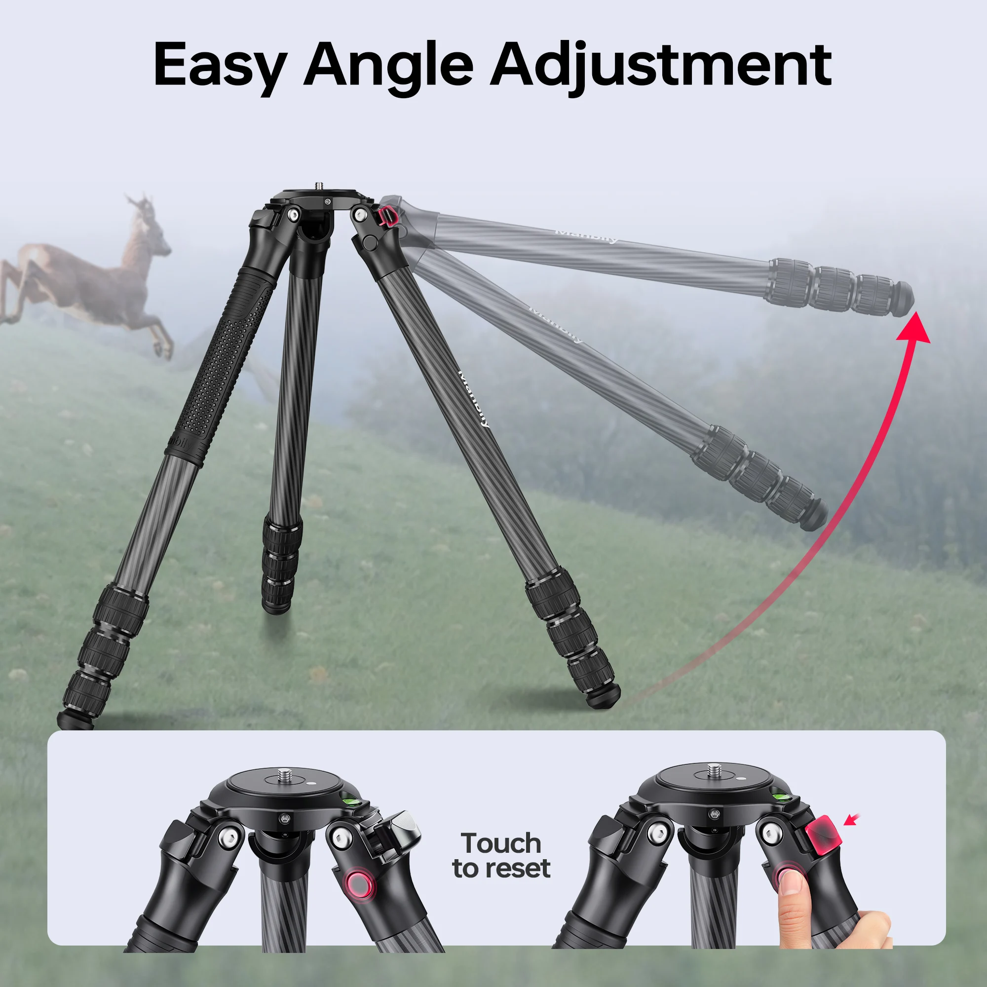

Manbily MT-364C Professional Carbon Fiber Tripod Heavy Duty Tripod 36mm Tube 4-sections Hunting Tripod Max.Load 20kg