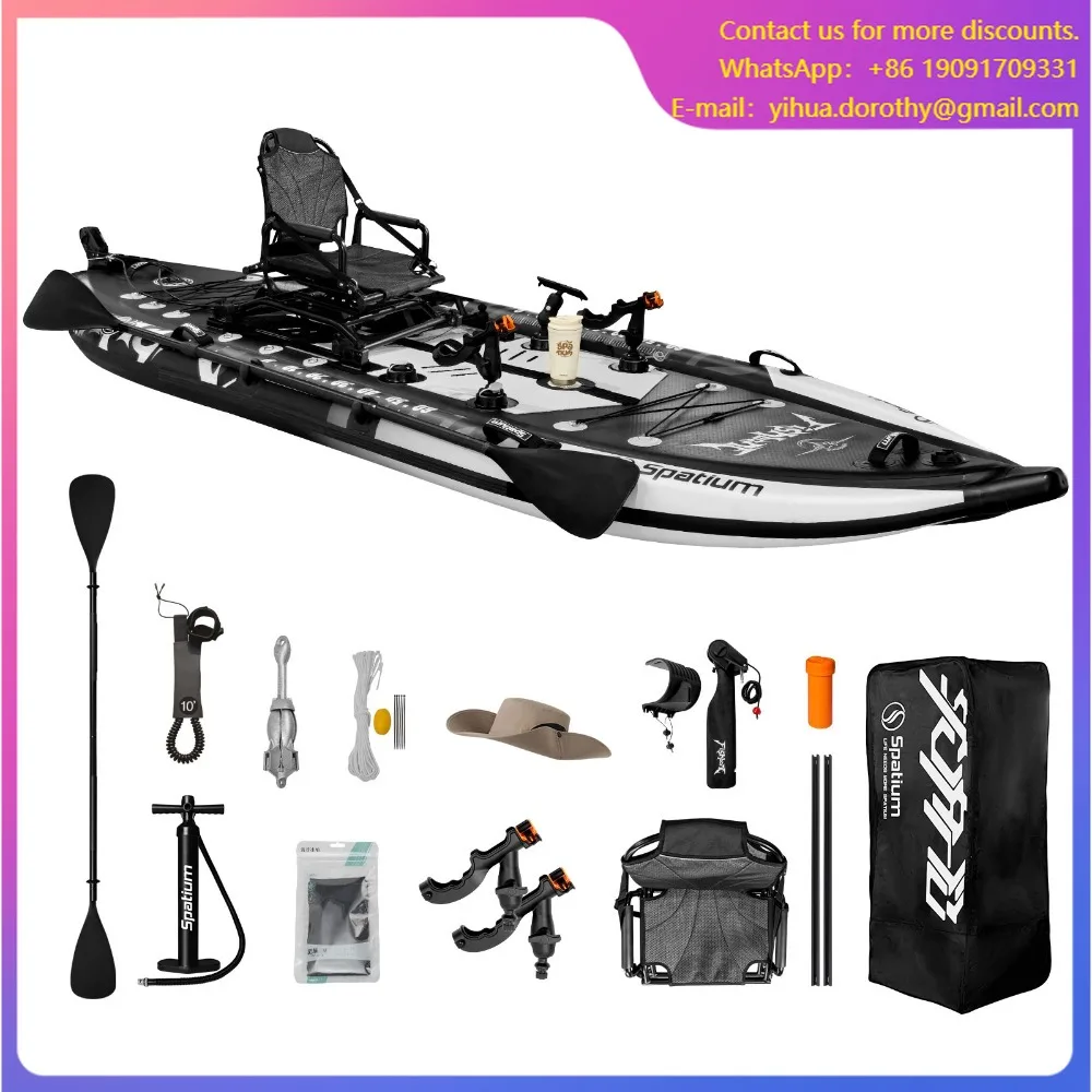 

Новая рыбацкая лодка с педальным приводом, каноэ/каяк с сиденьем и системой рулевого управления, надувной каяк, легко носить с собой и установкой для одного человека