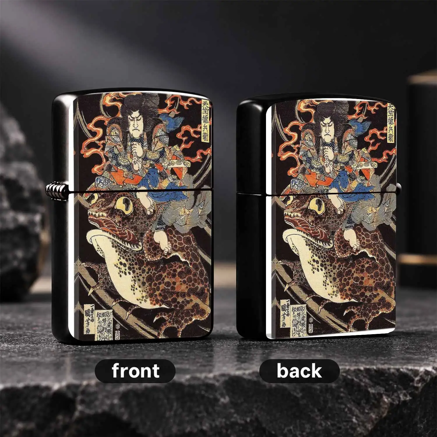 English: Ukiyo-e The Indian Sorcerer Toad Decorative Lighter, Traditional Japanese Art Print Vintage Style Portable Igniter, Ideal for Daily Outdoor Multi-scene Use, Exquisite Unique Artistic Gift for A Humorous And Interesting Lighter
