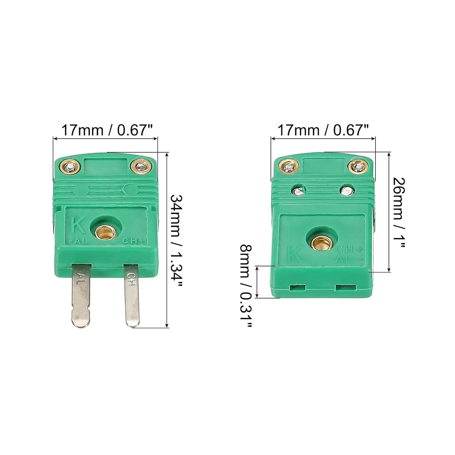 

2pcs K Type Thermocouple Wire Connectors Male Female Plug Adapter smpw High Temperature 428°F for Thermocouple Sensor Probe