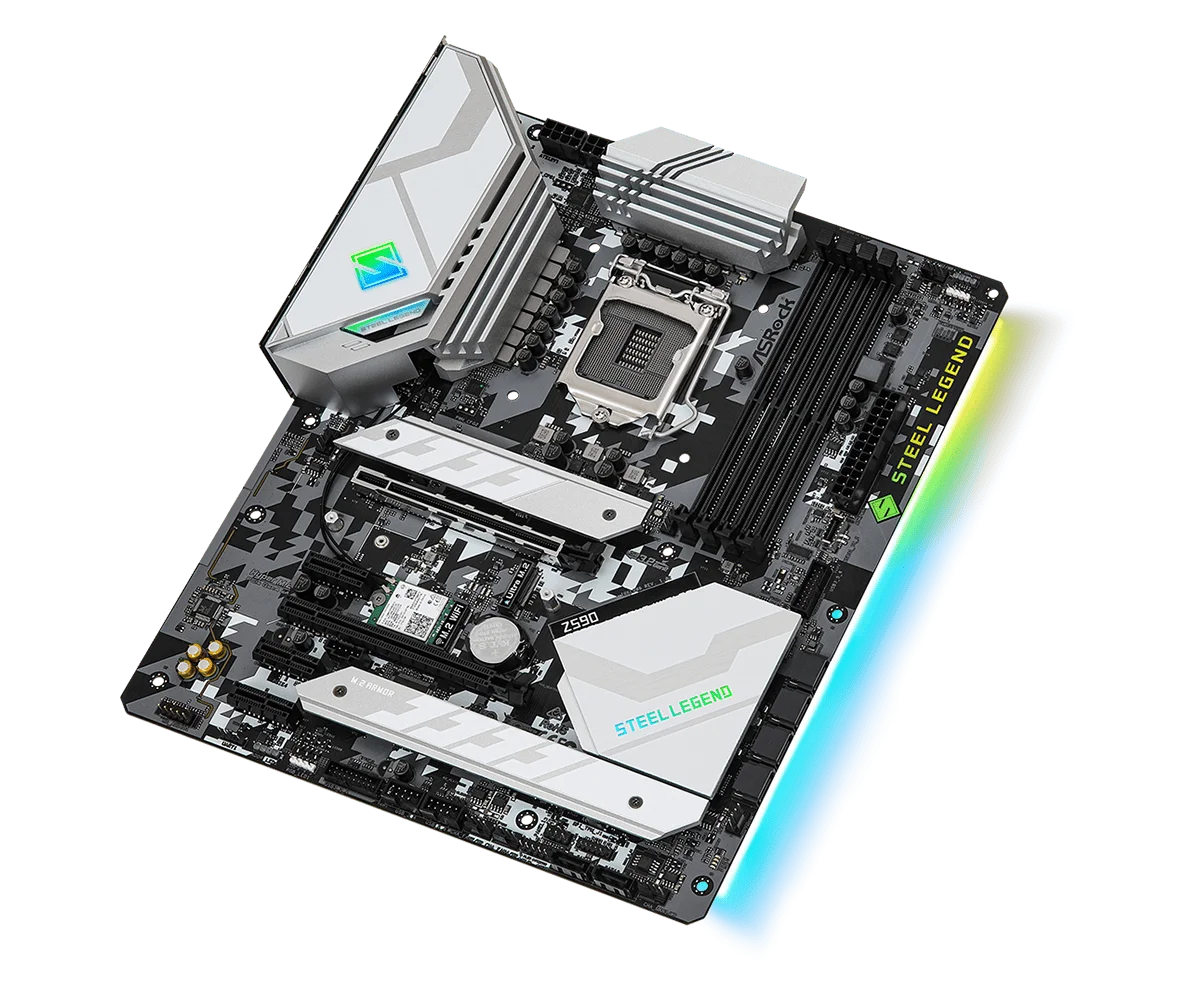 Imagem -02 - Asrock Z590 Placa-mãe Z590 Steel Legend Wifi 6e Placa-mãe Lga1200 Support11700f 11400f 10900 10500 10300 10850 Cpu Ddr4 128g