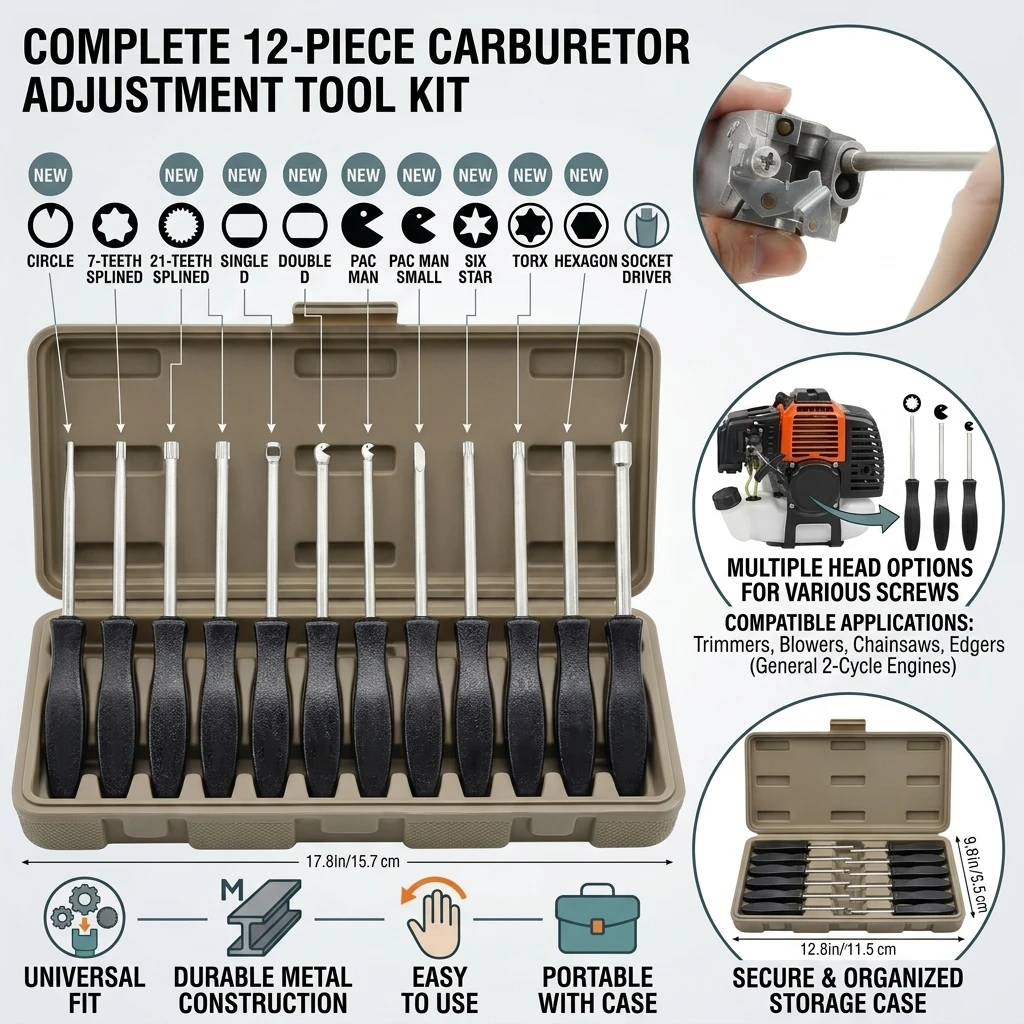12Pcs Precision Screwdriver Set Pac Man 21 Teeth Single D Double D Hex Splined for Car Motorcycle Electronics Repair