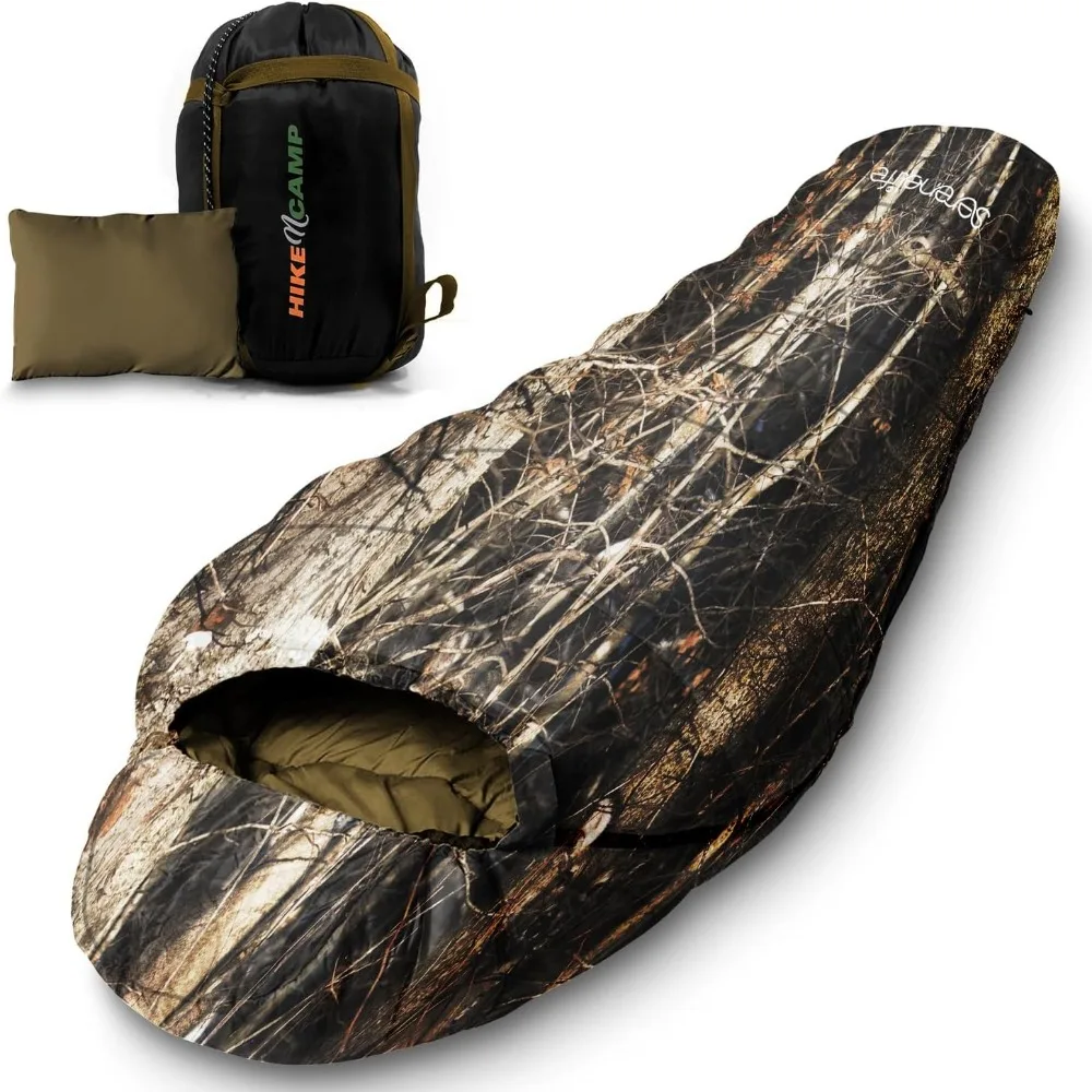 Saco de dormir momia de 0 grados: estilo militar, ligero e impermeable para un frío extremo, se mantiene caliente en 5 a 10 ° f, cremallera sin enganches,