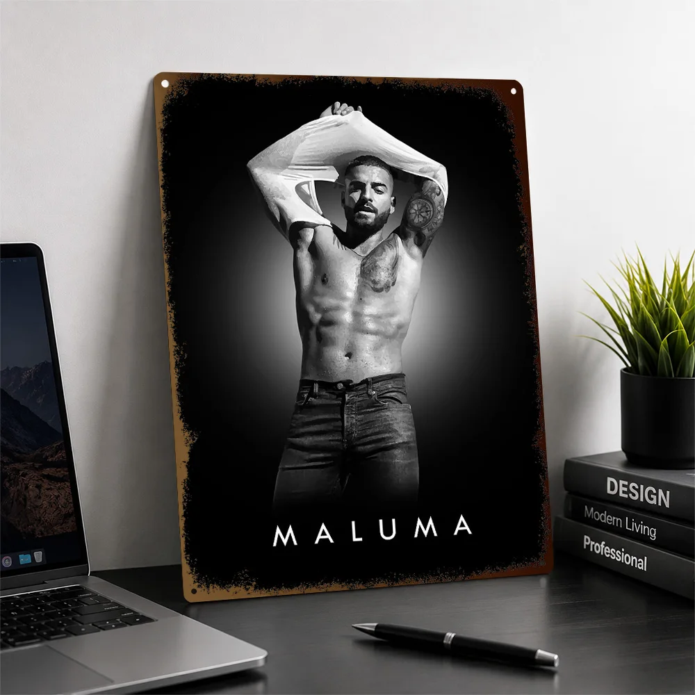 Maluma Textured Poster Customized Metal Tin Sign Striking Pop Icon Tribute Wall Art Enhances Listening Lounges And Music Rooms