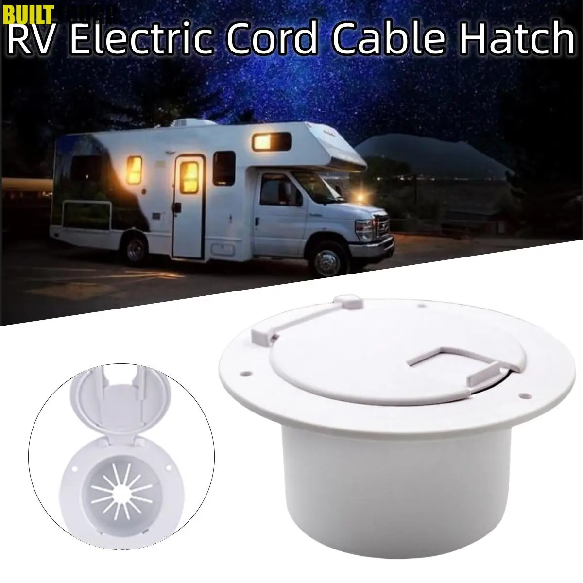 Round Electric Cable Cord Hatch Power Cords Round Polar For RV Truck Boat Camper For 30 or 50 Amp Cover White Sun Fade Protected