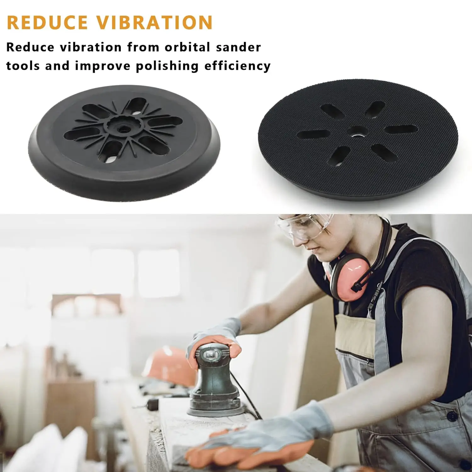 Sander Replacement Pad 6 Inch 6 Hole Hook and Loop Orbital Round Sander Backing Pad 150mm for 1250DEVS,3727DVS,3727DEVS,ROS65VC