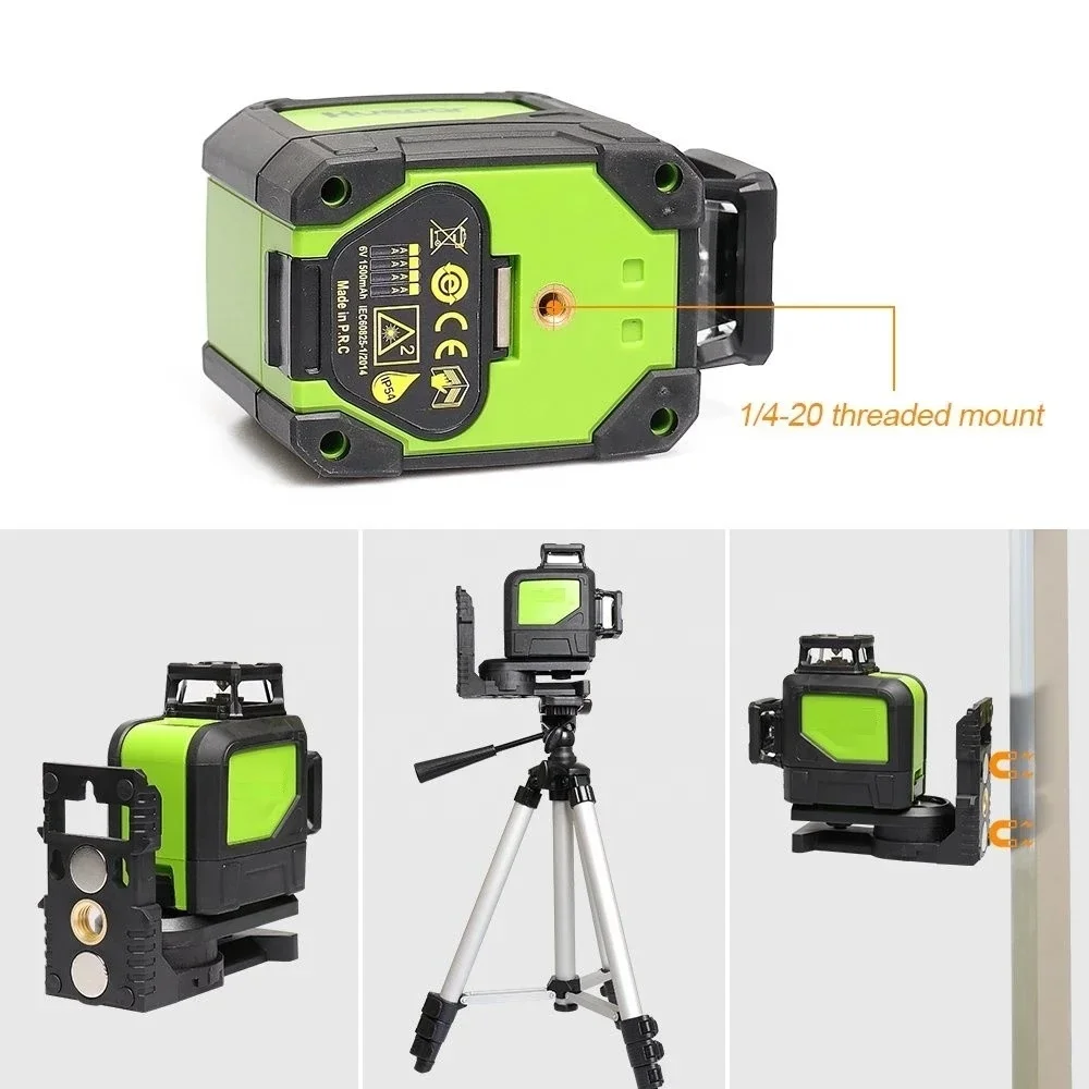 Huepar 902CG Self-leveling 360-Degree Cross Line,8 Lines Multi Outdoor Pulse Mode Green Beam Laser Level