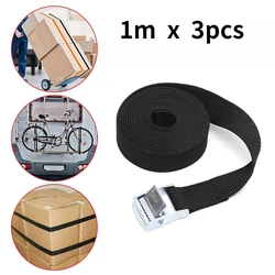 3 Pieces 1M Buckle Tie-Down Belt Cargo Straps For Car Motorcycle Bike With Metal Buckle Tow Rope Strong Ratchet Belt for Luggage