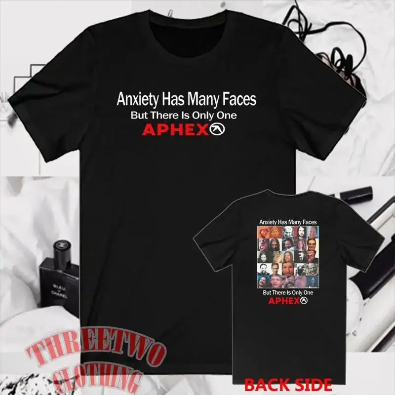 Aphex Twin Anxiety Has Many Face Men's Black Size S to 5XL T shirt