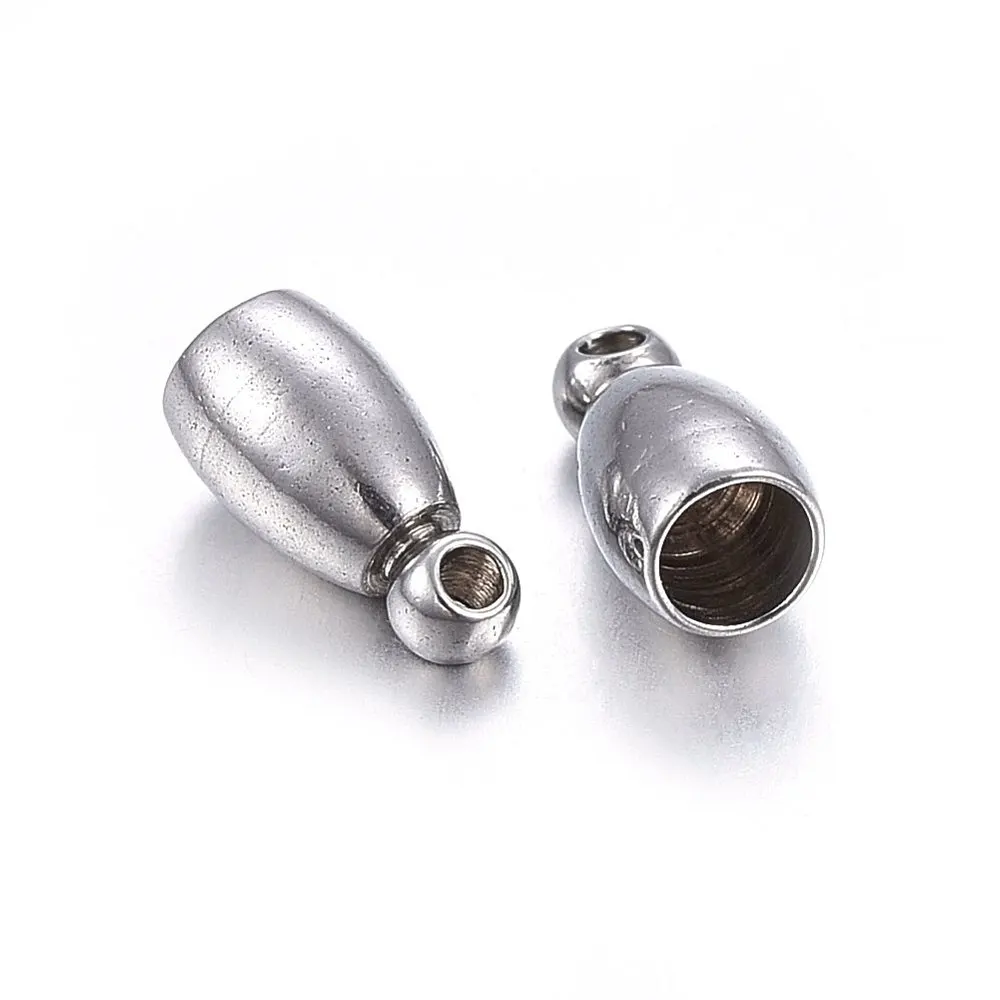 10pcs Stainless Steel Teardrop Cord End Caps Terminators Leather Rope End Tips Oval for DIY Bracelet Necklace Jewelry Making