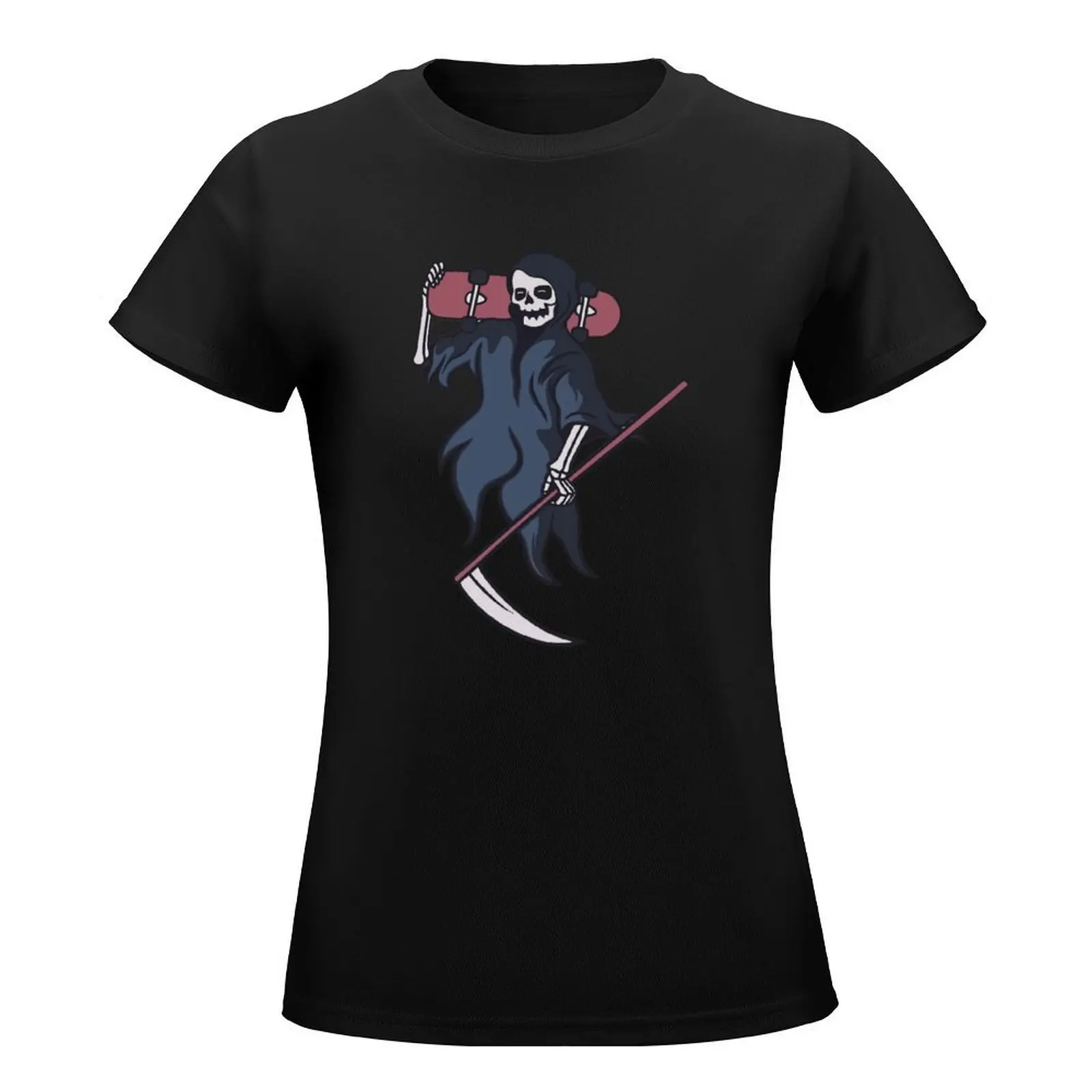 Grim reaper skateboard T-Shirt wanita pakaian grafis wanita blus kaus