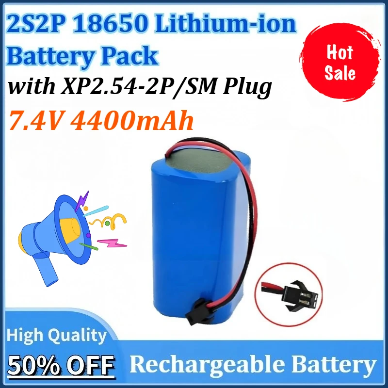 

7.4V 4400mAh Newly Upgraded 18650 2S2P Lithium-ion Battery Pack for Robot Vacuum Cleaner Electronic Bait Boat Toy Battery
