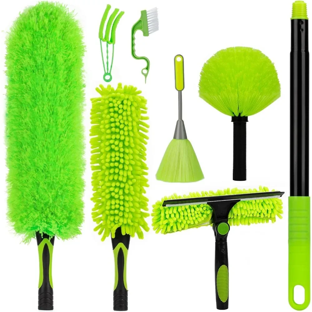 

15 Foot Extension Duster Kit 7-15ft Microfiber Feather Cleaner for Ceiling Fan High Window Blinds Sofa Cobweb Home 14 Pieces