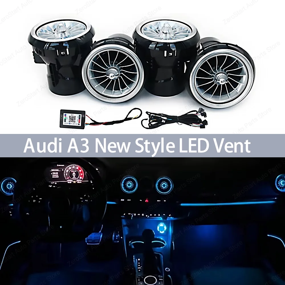 

256 Colors LED Air Vents For Audi A3 S3 RS3 8V 8Y 8P 2004-2020 APP Control Car AC Conditioner Turbo Outlet Ambient light Refit