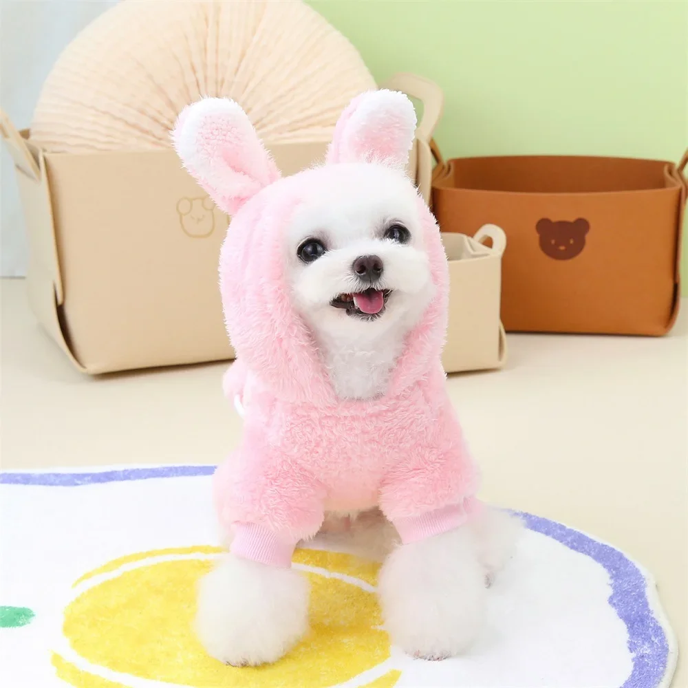 Hooded Winter Dog Clothes Thickness Warm Fleece Cat Dog Pajamas Four Legs Jumpsuit for Small Dogs Yorkie Pet Outfit