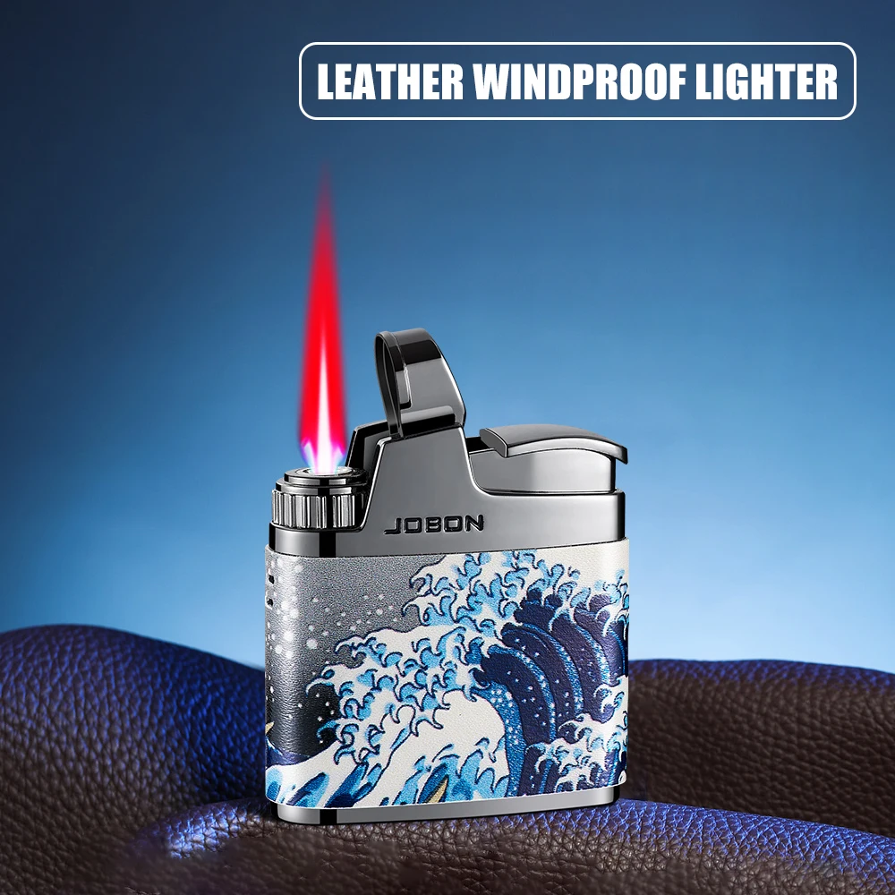 JOBON Windproof Direct Flame Lighter Exquisite Printing One Key Ignition Compact Rotary Ignition Tool Portable Lighter view 2