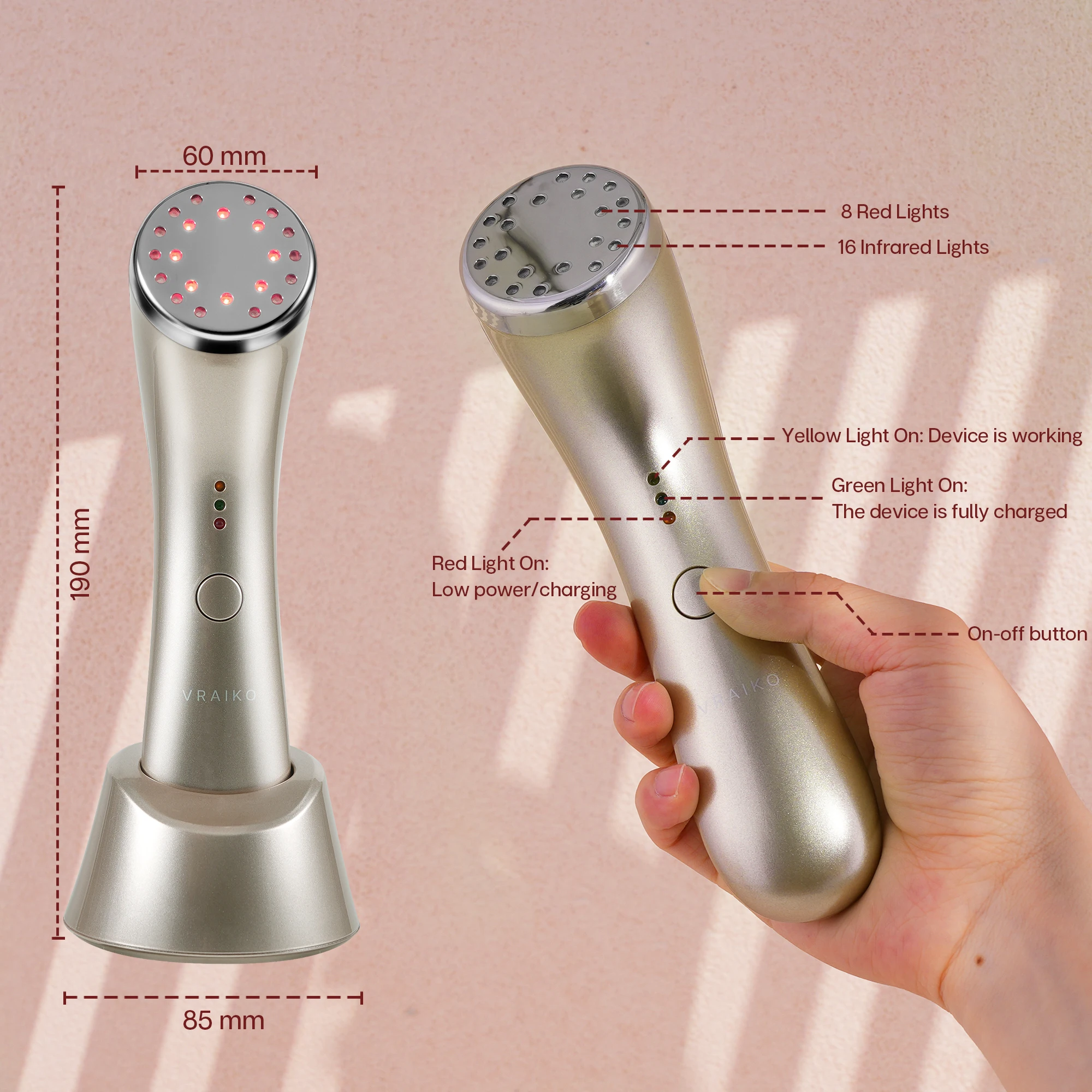 VRAIKO SEDNA LED Red Light Therapy Device for Face - Skin Tightening Machine for Anti Aging,Wrinkle Removal,Face Lift,Skin .