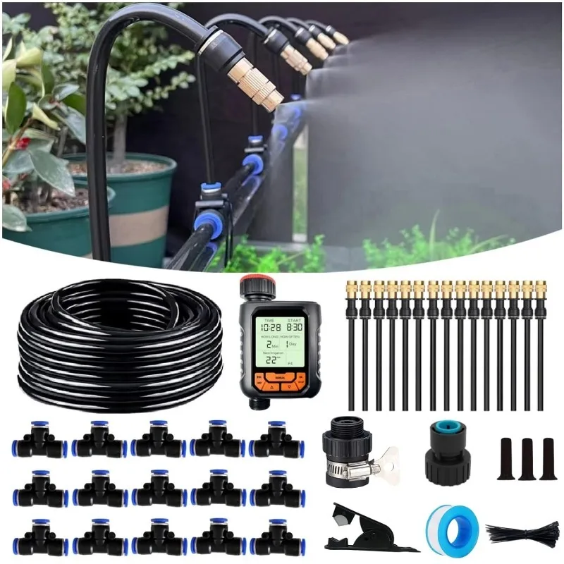 

New Quick Connector Drip Irrigation Kits,Automatic Irrigation System with 360-degree Bending Dropper,Adjustable atomizing Copper