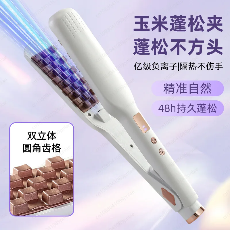 Titanium Corn Perm Hair Crimper 2-in-1 Straightener Curler Volumizing Root Lifter for Men Women view 2