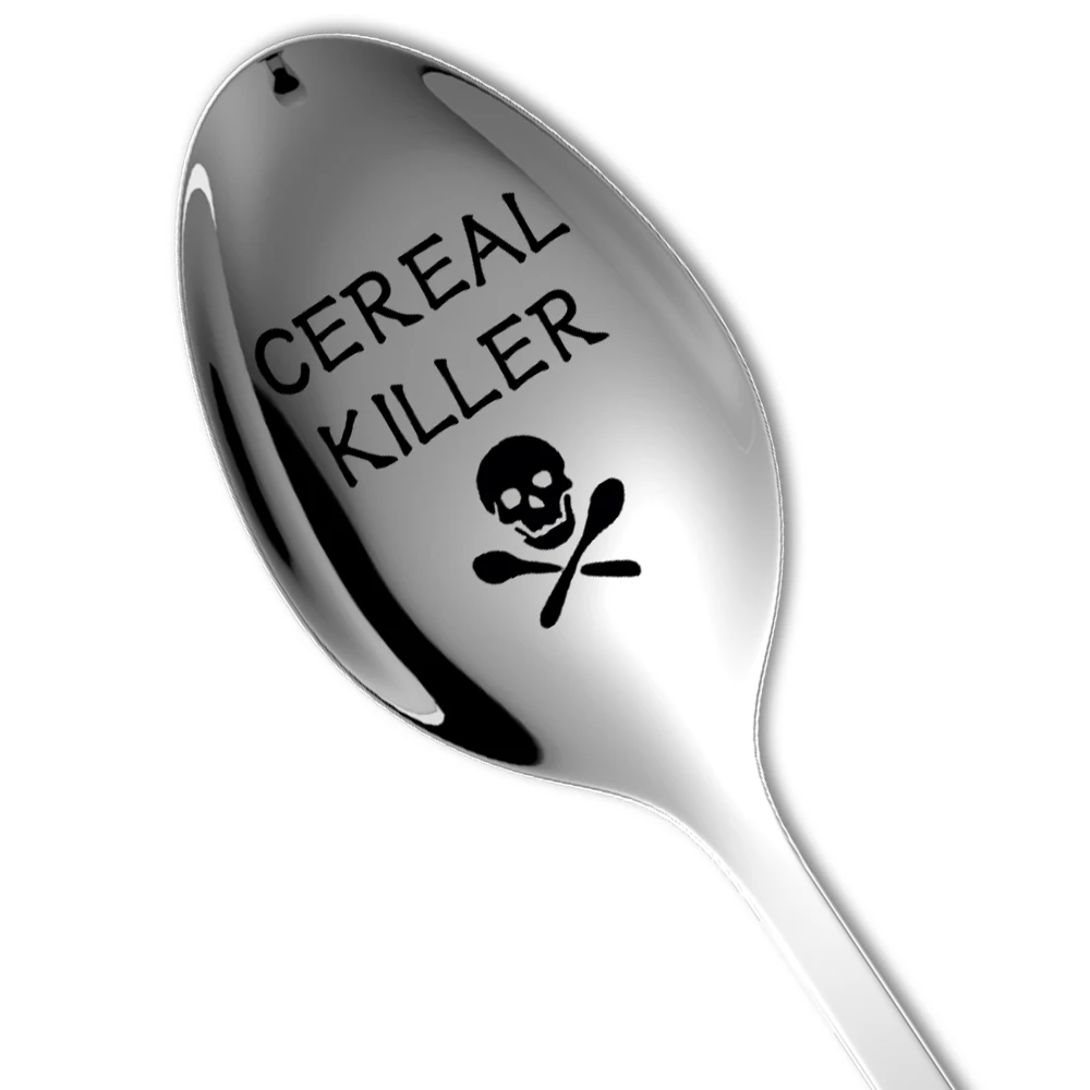 Cereal Killer Stainless Steel Spoon Funny Weapon of Choice Boyfriend Teenager Unique Birthday Gift Lettering Custom