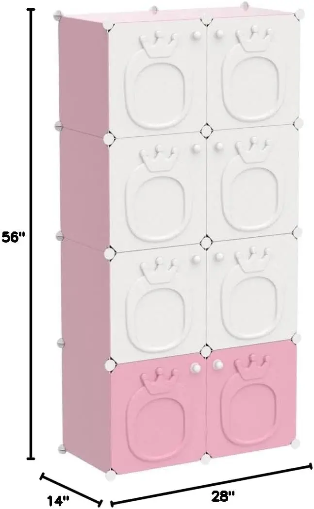 Kids Wardrobe Closet,Baby Closet Cabinet with Door.Baby Girls Closet Armoires Organizer for Bedroom.The Open Hanging Ch