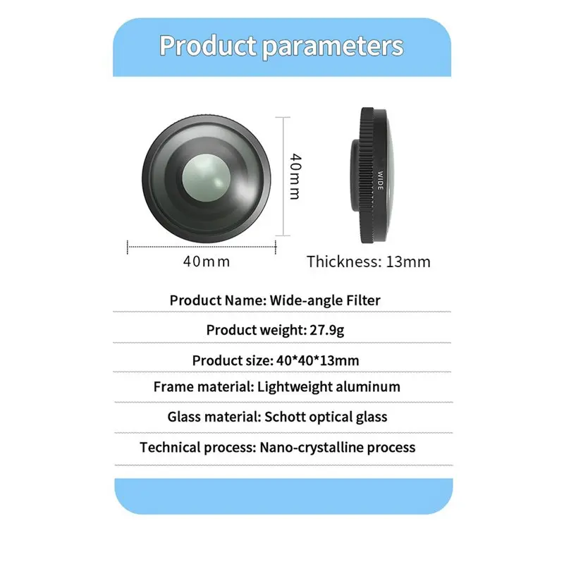 24-Hour Delivery Wide-Angle Lens+ Mini Selfie Stick For DJI OSMO Nano Action Camera Accessories Wide Lens Filter For DJI OSMO Na